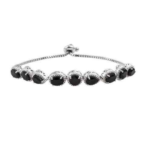Black Spinel Bracelet With Rhodium Clasp - Fashion Apparel 