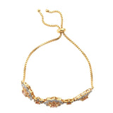 Yellow Gold Rhodium Plated Sterling Silver Bracelet With Polished Imperial Topaz, Orange Sapphire, And Natural White Zircon - Fashion Apparel 