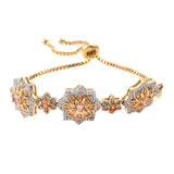 Yellow Gold Rhodium Plated Sterling Silver Bracelet With Polished Imperial Topaz, Orange Sapphire, And Natural White Zircon - Fashion Apparel 