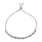 Rhodium Plated Sterling Silver Bracelet With Polished Mint Apatite And Natural White Zircon - Fashion Apparel 