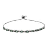 Rhodium Plated Sterling Silver Bracelet With Polished Mint Apatite And Natural White Zircon - Fashion Apparel 