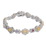 Russian Diaposide Bracelet With Multiple Gems Plated With Rhodium In Sterling Silver. - Fashion Apparel 
