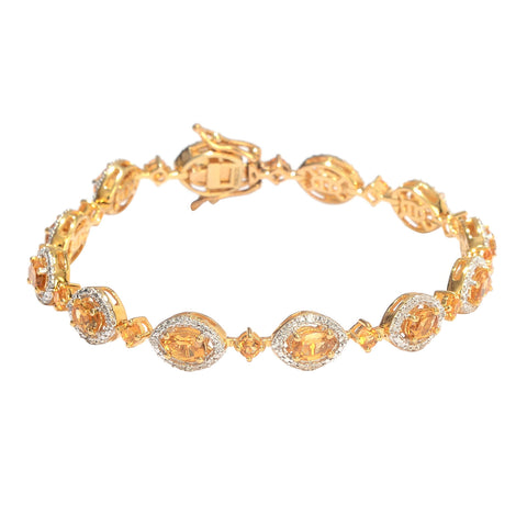 A Zircon Bracelet With White Topaz In Sterling Silver Plated With Yellow Gold Rhodium. - Fashion Apparel 