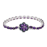 Rhodium Plated Sterling Silver Bracelet With Polished African Amethyst And  Blue Diamond - Fashion Apparel 