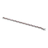 Rhodolite Garnet, Pink Tourmaline, And Red Garnet Gemstones Featuring In Rhodium Plated Sterling Silver Bracelet. - Fashion Apparel 