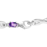 Sterling Silver Bracelet With Rhodium Plating And African Amethyst Stones - Fashion Apparel 