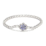 Sterling Silver Bracelet With Rhodium Plating And White Topaz, Natural White Zircon, Iolite. - Fashion Apparel 