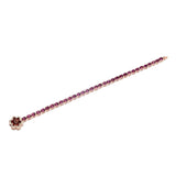 Sterling Silver Bracelet With Rose Gold Plating And Rhodolite Garnet, Natural White Zircon, Red Garnet Stones. - Fashion Apparel 