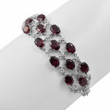Rhodium Plated Sterling Silver Bracelet With Rhodolite Garnet, Natural White Zircon - Fashion Apparel 