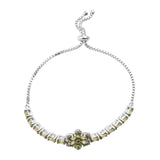 Sterling Silver Bracelet With Rhodium Plating And Russian Diaopside, Peridot, And Natural White Zircon Gemstones. - Fashion Apparel 