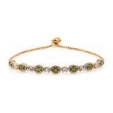 Yellow Gold Rhodium Plated Sterling Silver Bracelet With Vesuvianite, And Natural White Zircon Gemstones. - Fashion Apparel 
