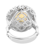 Royal Looking Sterling Silver Ring With Rhodium Plating And Ethiopian Opal, Natural White Zircon - Fashion Apparel 