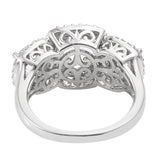 Petalite Trinity Ring With Natural White Zircons Set In Rhodium - Fashion Apparel 