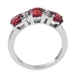 Rhodium Plated Sterling Silver Ring With Polished Flamingo Pink Quartz And White Topaz - Fashion Apparel 