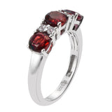 Rhodium Plated Sterling Silver Ring With Polished Flamingo Pink Quartz And White Topaz - Fashion Apparel 