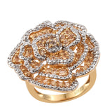 Zircon Natural Topaz Sterling Silver Ring Polished With Yellow Gold Rhodium. - Fashion Apparel 