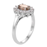 Andalusite & White Topaz Sterling Silver Ring Polished With Rhodium. - Fashion Apparel 