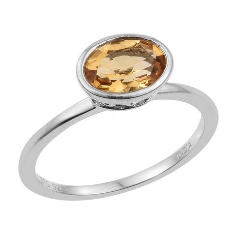 Citrine Ring Plated With Rhodium In Sterling Silver - Fashion Apparel 