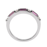 White Zircon, Rhodolite Garnet Sterling Silver Ring Plated With Rhodium. - Fashion Apparel 