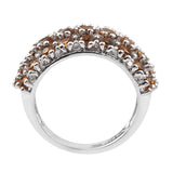 Citrine Sterling Silver Ring With Natural White Zircon Plated With Rhodium. - Fashion Apparel 