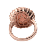 Pink Sapphire, Natural White Zircon Ring Polished With Rose Gold Rhodium In Sterling Silver. - Fashion Apparel 