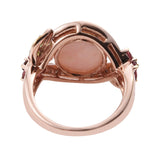 Sterling Silver, Pink Opal With Tsavorite Gemstone Ring Polished With Rose Gold Rhodium. - Fashion Apparel 