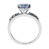 Sterling Silver Ring  Pleated With Rhodium Jeweled With Flower Petal And London Blue Topaz - Fashion Apparel 