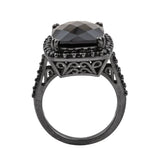 Stunning Black Rhodium Plated Sterling Silver Ring With Black Spinel And  Rutile Quartz. - Fashion Apparel 