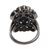 Diffused Blue Sapphire And Natural White Zircon Crafted In Black Rhodium Plated Sterling Silver Ring. - Fashion Apparel 