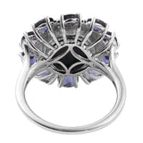 Rhodium Plated Sterling Silver Ring With Polished Difused Star Blue Sapphire, Iolite, And Natural White Zircon Gemstone - Fashion Apparel 