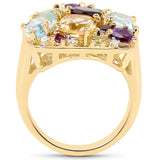 Yellow Gold Plated Sterling Silver With Polished Blue Topaz, Peridot Marquise, Garnet, Citrine, Garnet Marquise, African Amethyst, Peridot, - Fashion Apparel 