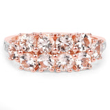 Beautifully Crafted Rhodium Gold Plated Sterling Silver Ring With Polished Morganite, And White Topaz. - Fashion Apparel 