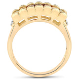 Stunning Yellow Gold Plated Sterling Silver Ring With African Amethyst Baguette, Citrine Baguette, Peridot Baguette, Garnet Baguette, And Wh - Fashion Apparel 