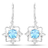 5.00 Carat Genuine Swiss Blue Topaz .925 Sterling Silver Earrings - Fashion Apparel 