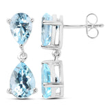 6.40 Carat Genuine Blue Topaz .925 Sterling Silver Earrings - Fashion Apparel 