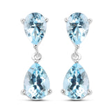 6.40 Carat Genuine Blue Topaz .925 Sterling Silver Earrings - Fashion Apparel 