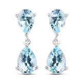 6.40 Carat Genuine Blue Topaz .925 Sterling Silver Earrings - Fashion Apparel 