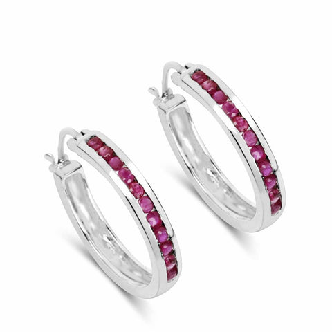0.99 Carat Genuine Ruby .925 Sterling Silver Earrings - Fashion Apparel 