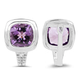 7.10 Carat Genuine Amethyst .925 Sterling Silver Earrings - Fashion Apparel 