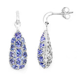 3.32 Carat Genuine Tanzanite .925 Sterling Silver Earrings - Fashion Apparel 