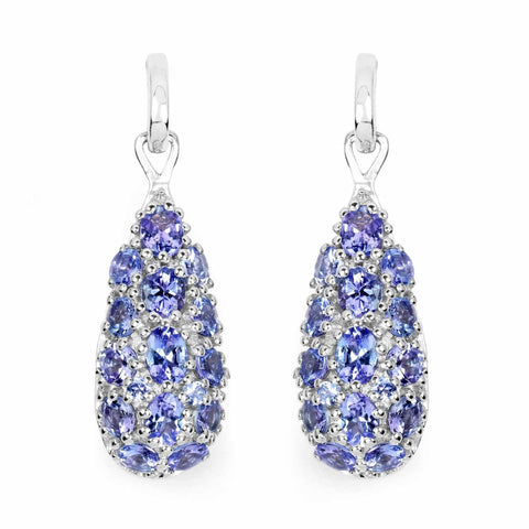 3.32 Carat Genuine Tanzanite .925 Sterling Silver Earrings - Fashion Apparel 