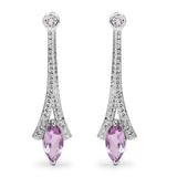 1.24 Carat Genuine Amethyst and White Topaz .925 Sterling Silver Earrings - Fashion Apparel 