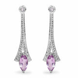 1.24 Carat Genuine Amethyst and White Topaz .925 Sterling Silver Earrings - Fashion Apparel 
