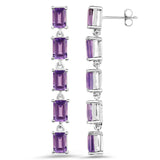 5.50 Carat Genuine Amethyst .925 Sterling Silver Earrings - Fashion Apparel 