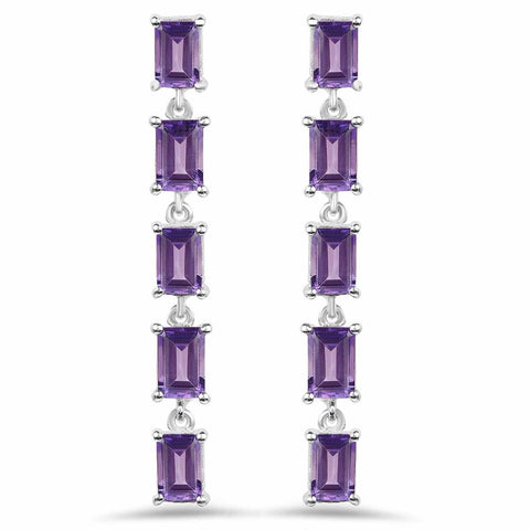 5.50 Carat Genuine Amethyst .925 Sterling Silver Earrings - Fashion Apparel 