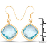 14K Yellow Gold Plated 29.00 Carat Genuine Blue Topaz .925 Sterling Silver Earrings - Fashion Apparel 