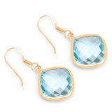 14K Yellow Gold Plated 29.00 Carat Genuine Blue Topaz .925 Sterling Silver Earrings - Fashion Apparel 