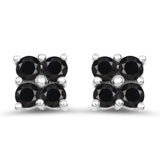 1.04 Carat Genuine Black Sapphire .925 Sterling Silver Earrings - Fashion Apparel 