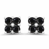 1.04 Carat Genuine Black Sapphire .925 Sterling Silver Earrings - Fashion Apparel 