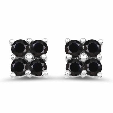 1.04 Carat Genuine Black Sapphire .925 Sterling Silver Earrings - Fashion Apparel 